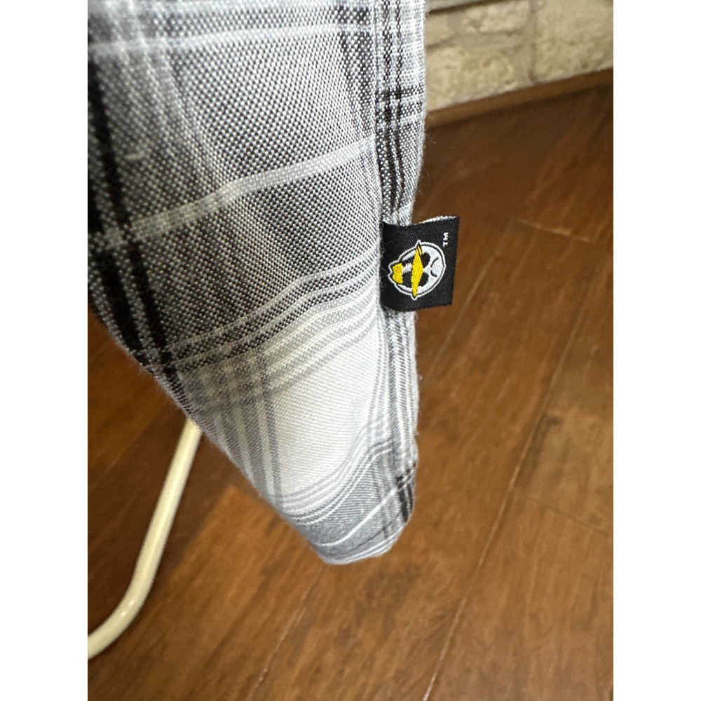 Lowrider Mens X Large Plaid Button Up Short Sleeve Shirt Black White Gr - Picture 2 of 5